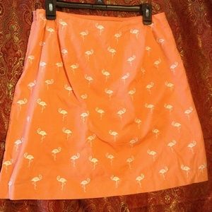 Pink Flamingo Embroider Pattern Skirt (Talbot's)